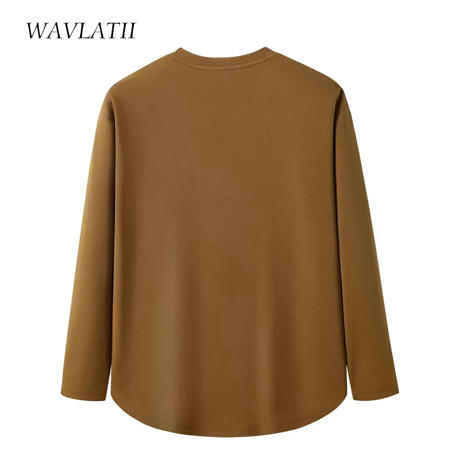 WAVLATII New Women Korean Casual Style Tops Female White Oversized Long Sleeve T shirt for Spring Autumn Lady Solid Tees WLT2309