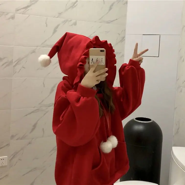 سترة بغطاء للرأس جديدة لخريف وشتاء 2025 للاحتفال بالعام الصيني الجديد معطف أحمر للسيدات