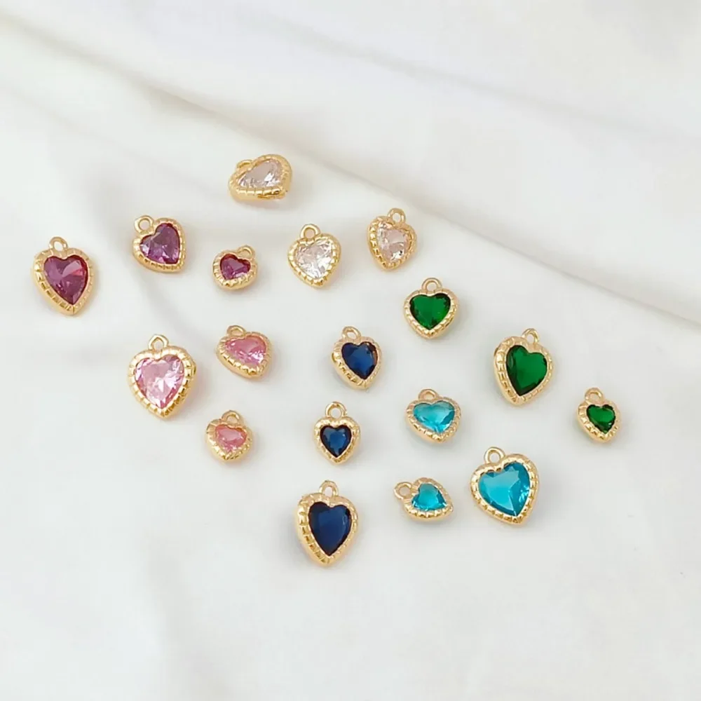 

14K Gold-plated Micro-inlaid Zircon Mini Heart-shaped Pendant, DIY Handmade Bracelet Necklace, Heart-shaped Pendant Accessory