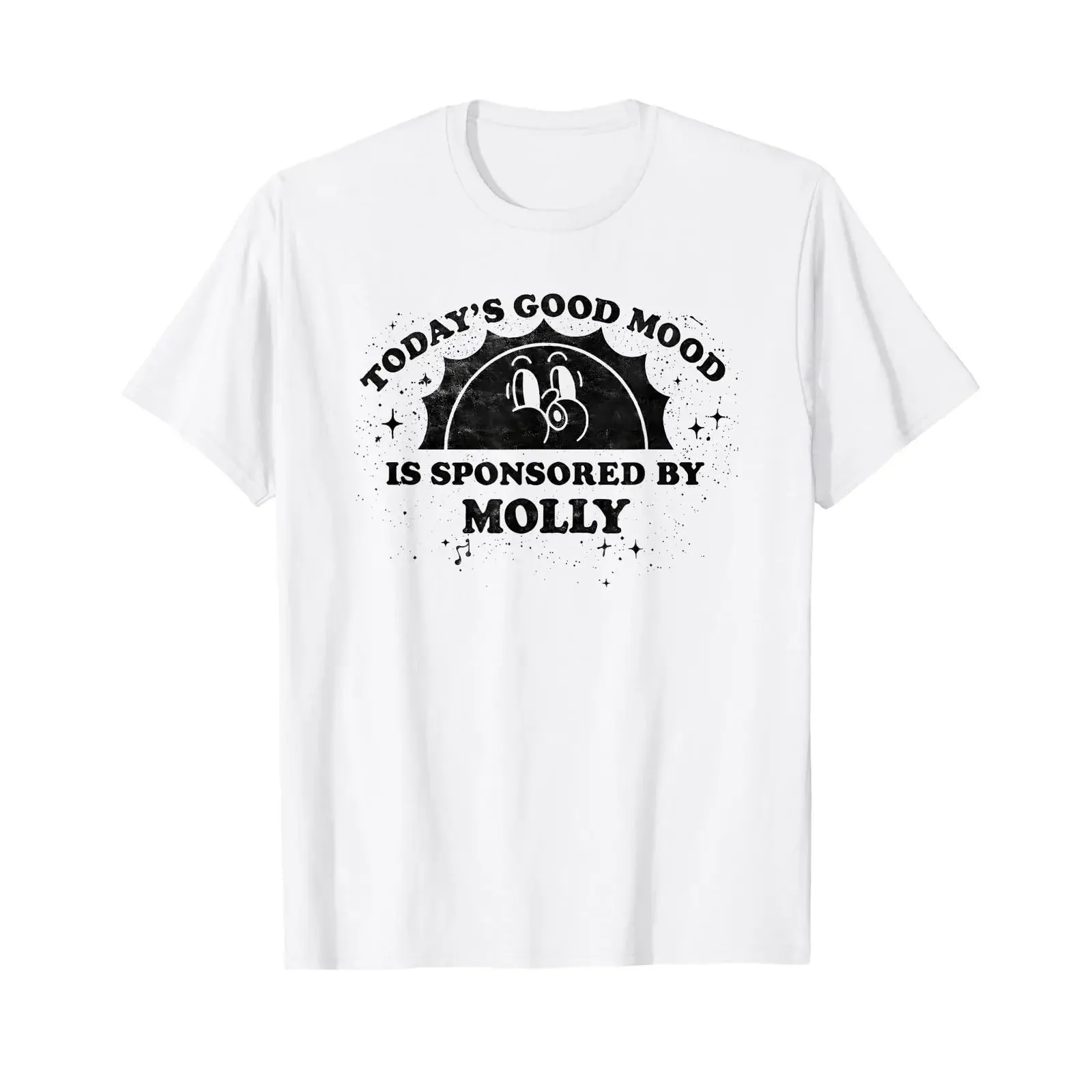 Винтажная футболка с дизайном музыкального фестиваля Rave, принтом «Good Mood Sponsored by Molly», эффектом потертости, эластичная, универсальная, мужская