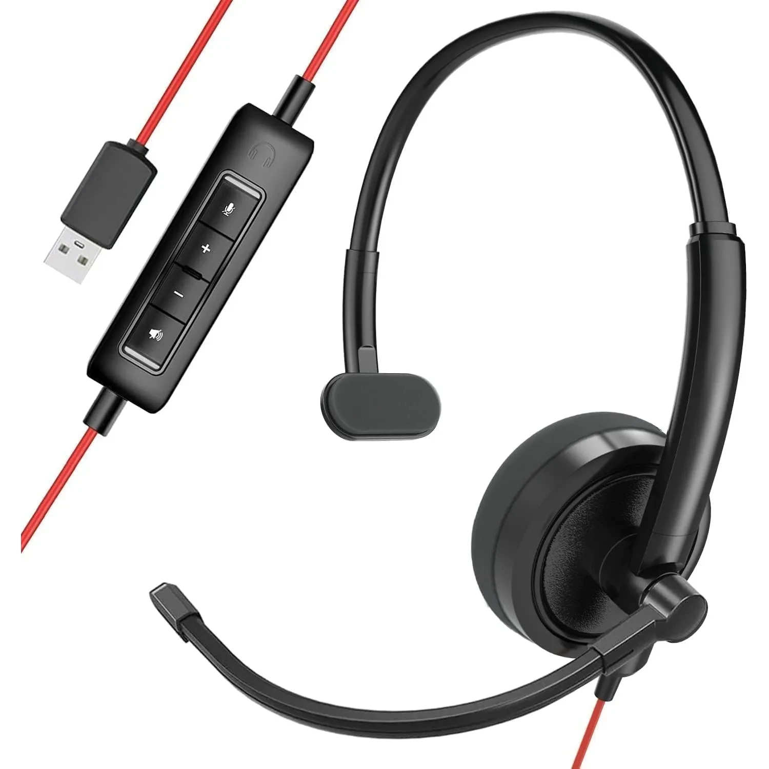 Auriculares con Cable USB Premium HROEENOI con Micrófono con Cancelación de Ruido, Ideales para PC, Laptop, Llamadas Zoom, Reuniones Skype, Centro de Llamadas