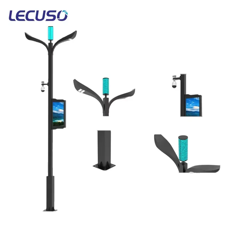 for Lecuso LED Display Weather Station Smart City LED Street Light Pole