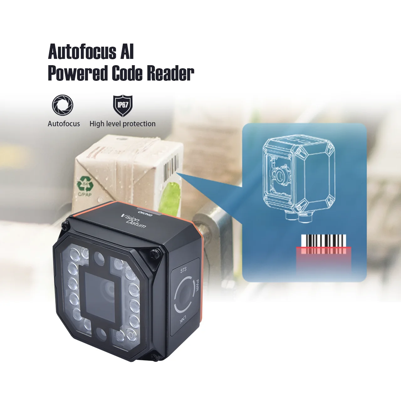 

Hot sale Autofocus AI-Powered Code Reader 1.3MP 3MP 4MP 60fps 110yard Fast Ethernet Hikrobot Cognex OCR Mass Code System QR DM