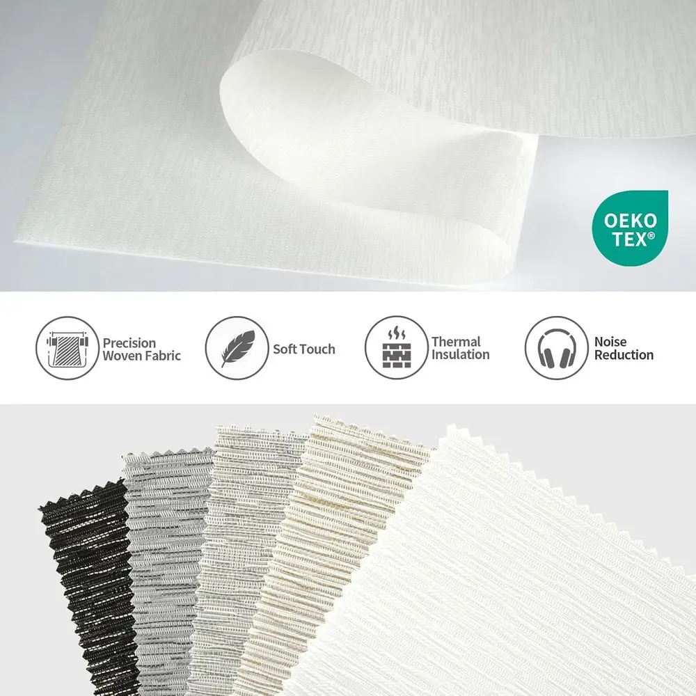 ม่านม้วนกรองแสงไร้สาย ขนาด 46 นิ้ว กว้าง x 72 นิ้ว สูง - ม่านแบบมีฉนวนสไตล์ผ้าลินินทันสมัยสำหรับบ้านและสำนักงาน (สีขาว)