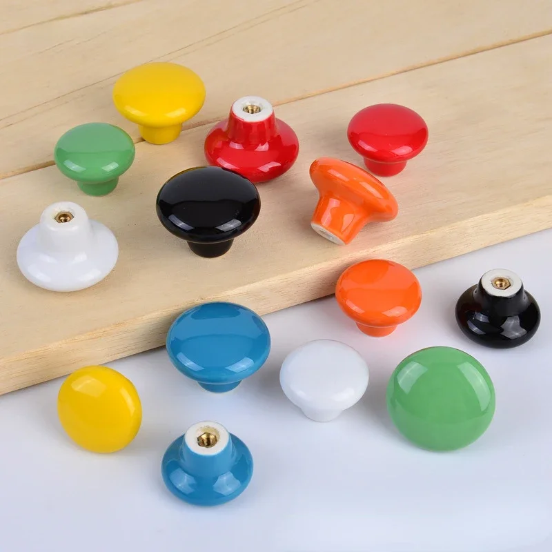 Candy Color Knobs Ceramic Drawer Knobs Cabinet Pulls  Round Furniture Kitchen Handle Furniture Handle for Kids Room Hardware