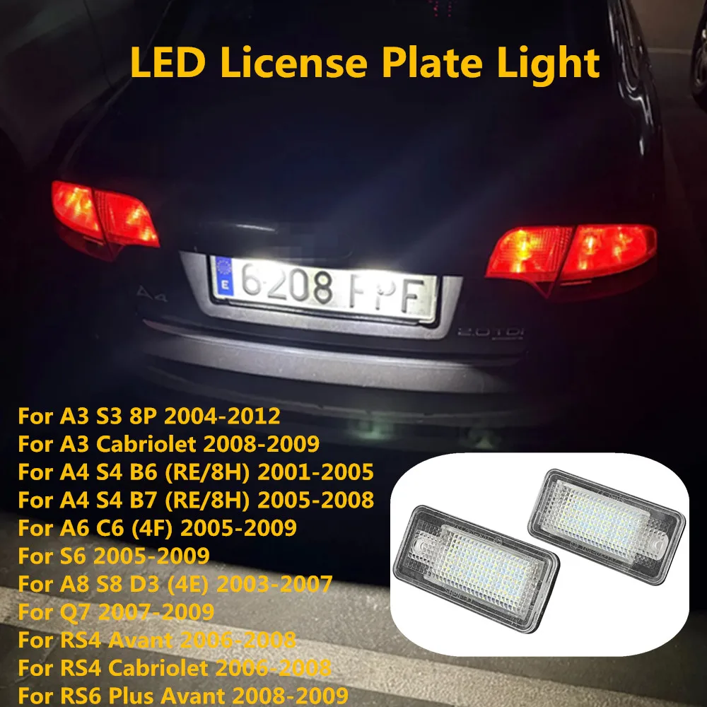 Bombillas LED Blancas Sin Errores para Matrícula de Coche, Accesorios para AUDI A3 S3 8P A4 S4 B6 B7 A6 C6 4F S6 A8 S8 D3 4E Q7 RS4 RS6