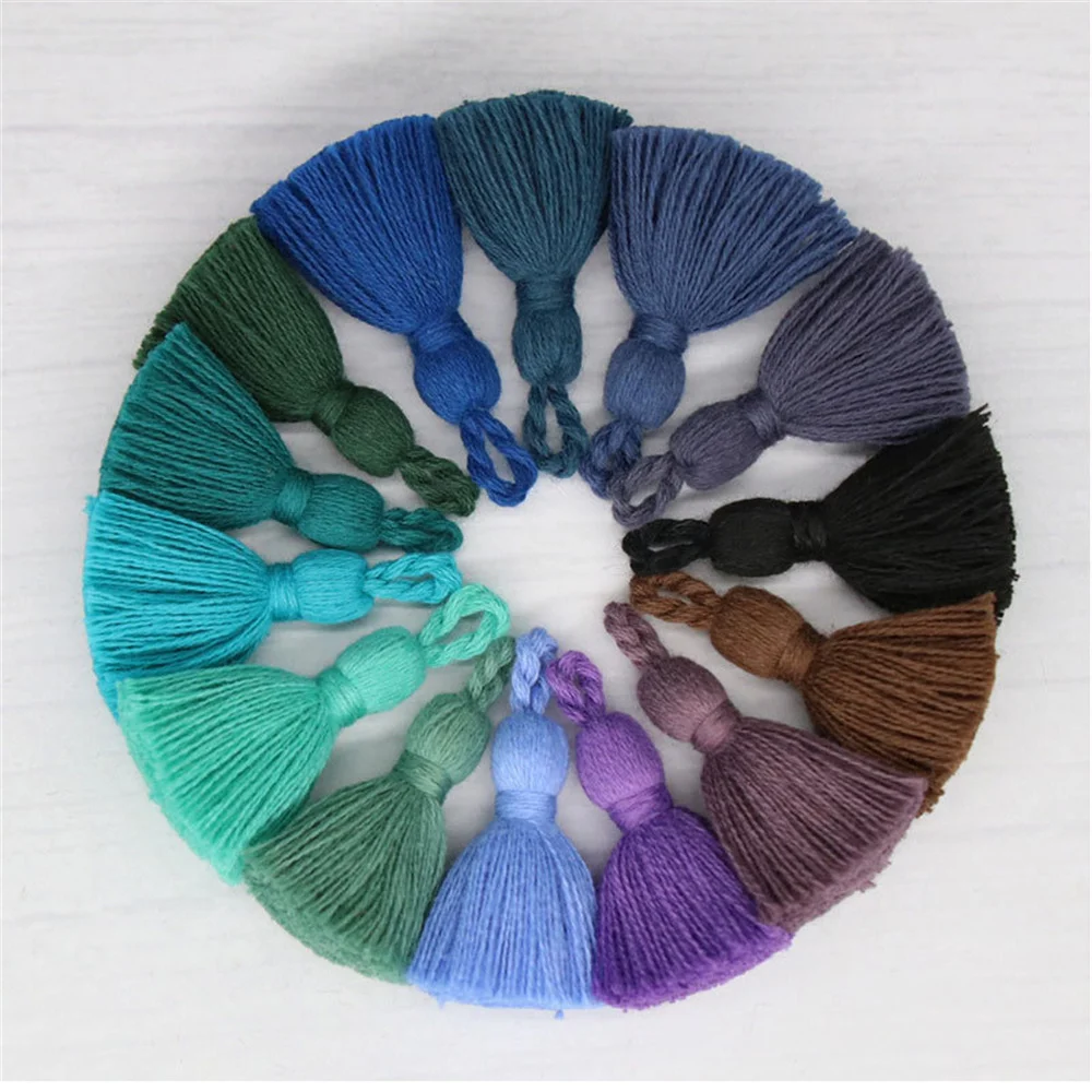 WFFNNKC 20Pcs Multicolor Cotton Tassels Trim DIY Earrings Necklace Jewelry Making Handmade Fringe Charms Mini Curtains Ornaments