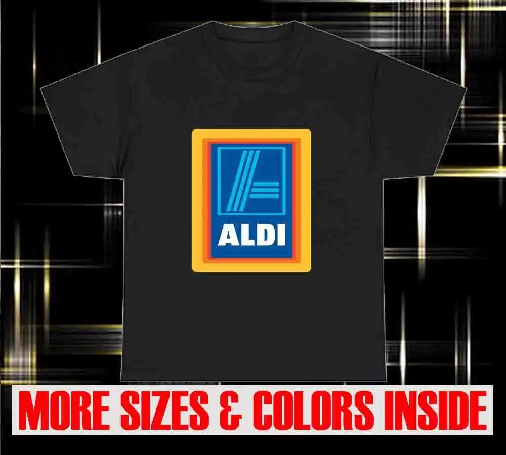 New Shirt ALDI Supermarket Store Logo Black T-Shirt american funny Size S-5XL