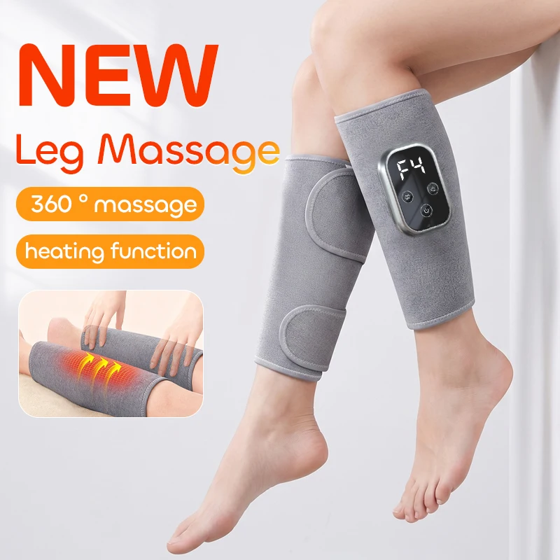 360° Electric Pneumatic Leg Massager Calf Massager Rechargeable 4 Modes Air Compression Leg Massager Hot Compress Leg Massage