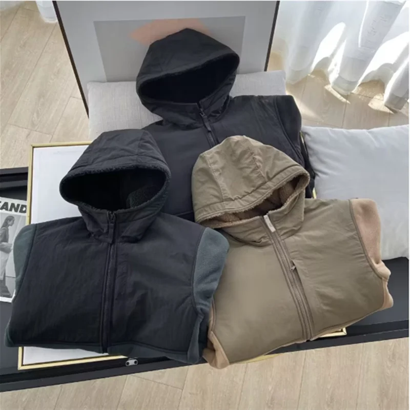 Windproof Fleece Hooded Jacket Men Women Long Sleeves Outdoor Trekking Hiking Camping Running Sports Plush Coat W450 Winter