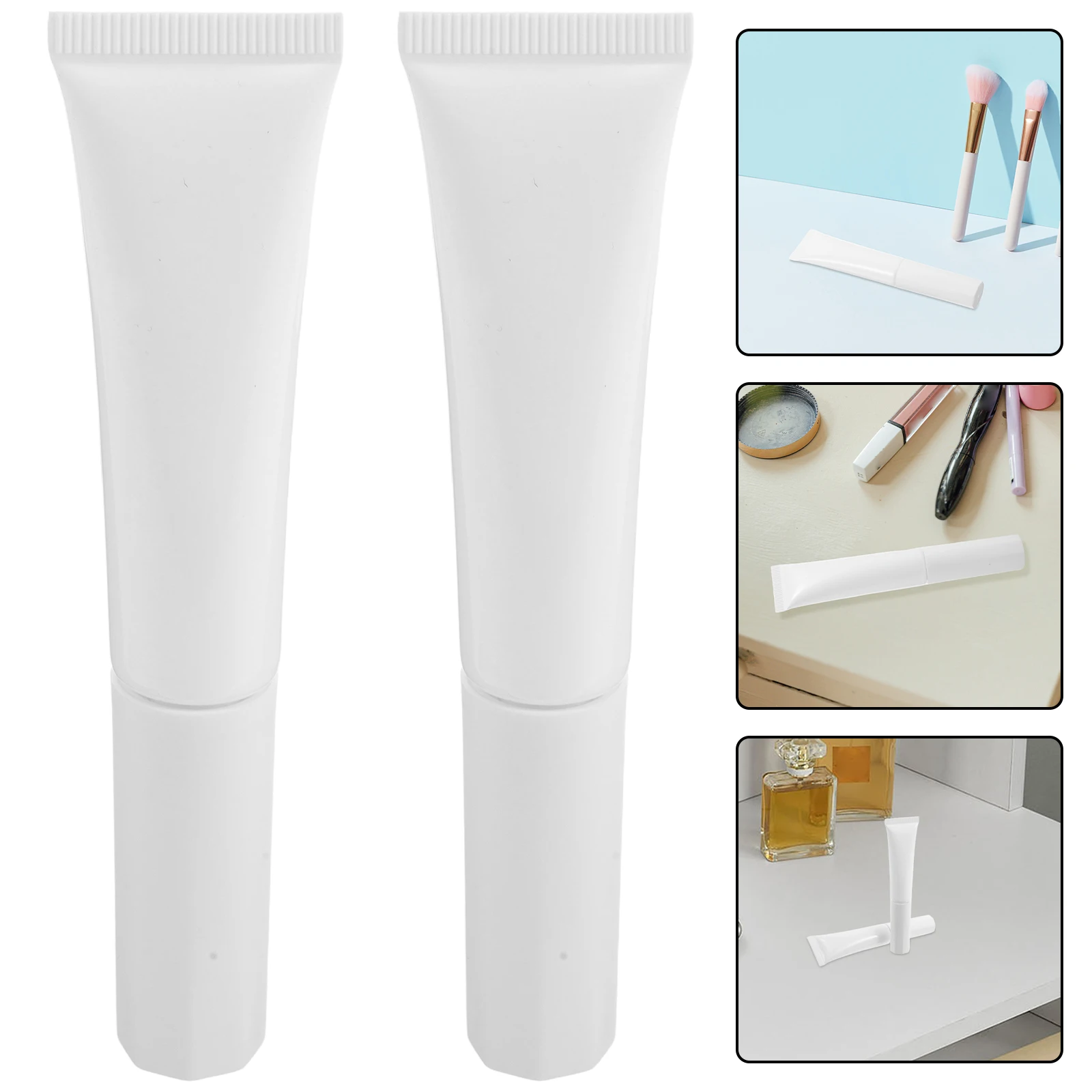 

2pcs Flocked Applicator Empty Makeup Tube 15Ml Travel Size Refillable Cream Bottle Foundation Concealer Container Mini Plastic