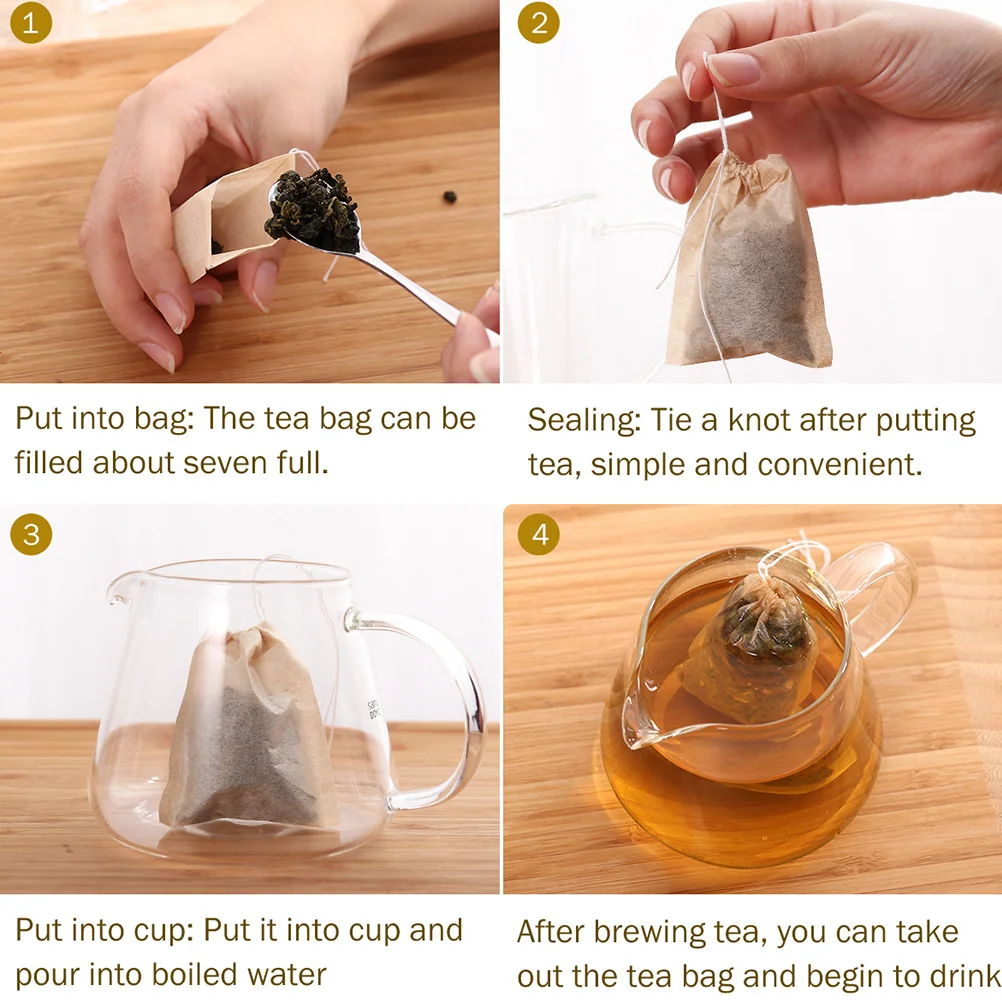 

100pcs Drawstring 7X9Cm Empty Filter Paper Pouches For Loose Leaf Tea Coffee Herbal Powder Universal Brew Bags For Cups Mugs