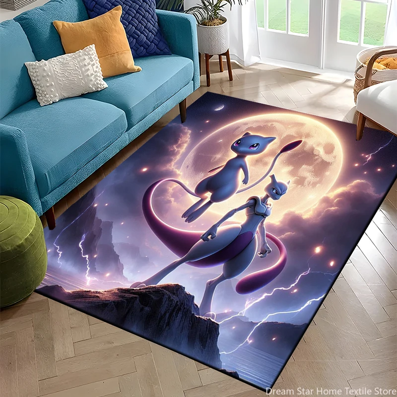 Pikachu Mewtwo Charmander Pokémon Rug Carpet for Living Room Bedroom Decor,Floor Table Non-slip Mat for Sofa Doormat Kids Gift