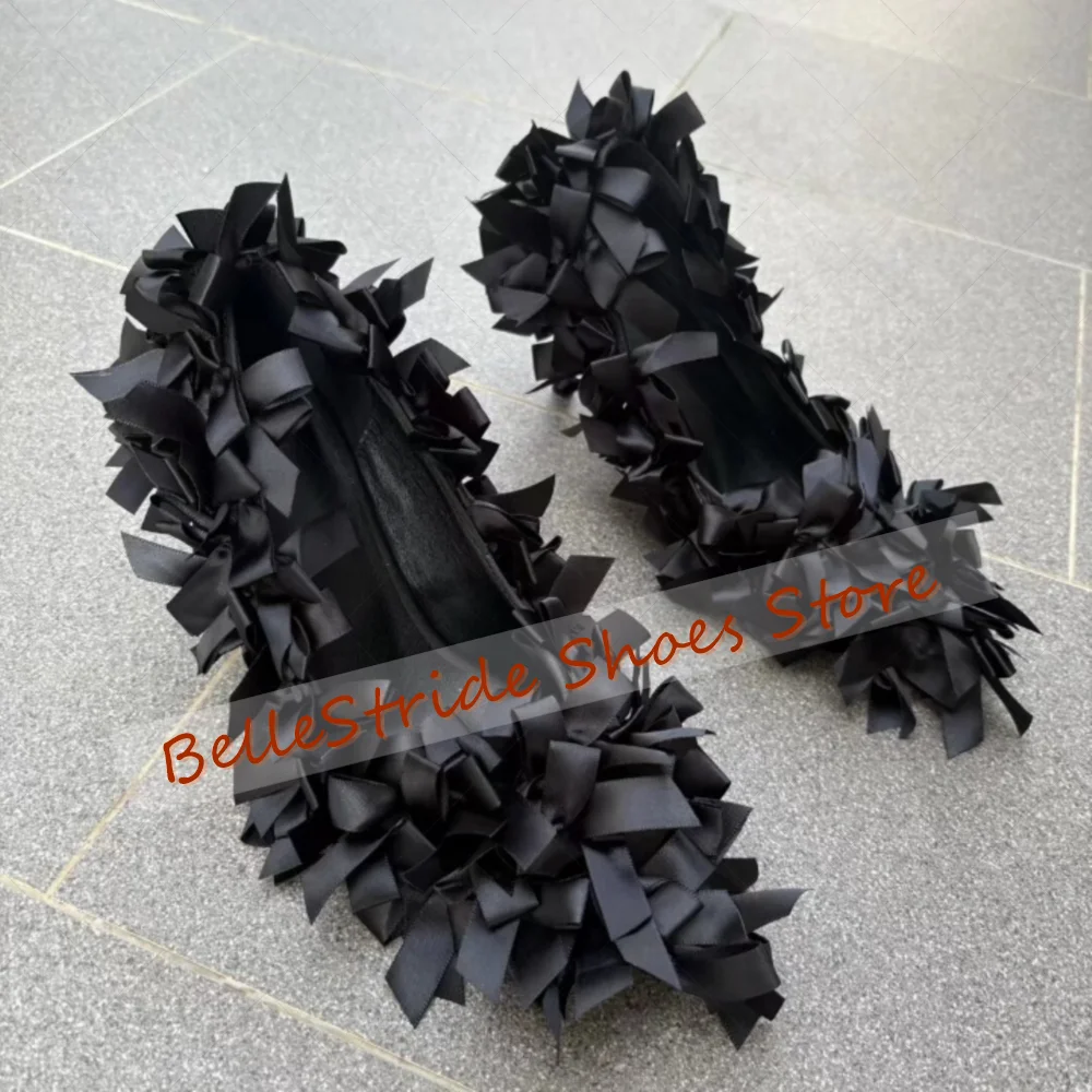 Black Pointed Toe Bow knot Decor Pumps Fashion Women Shoes Stilettos High Heels Party Banquet Dating 2025 Zapatos Para Mujere