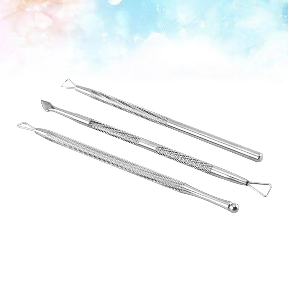 3 Pcs Cuticle Remover Dead Skin Fork Nail Tool Manicure Tools File Buffer Pusher