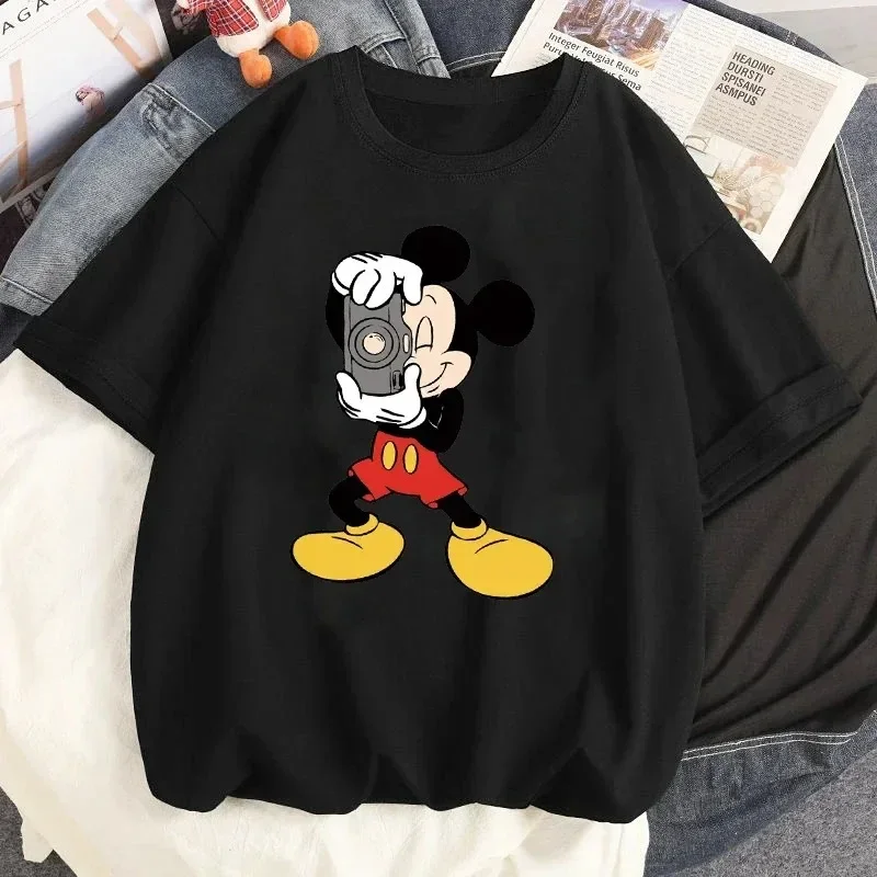 

funny Mickey Minnie Print T-shirt Summer Funny Women O-Neck Tshirts Fashion Short Sleeves T Shirt Female Casual Streetwear Tees