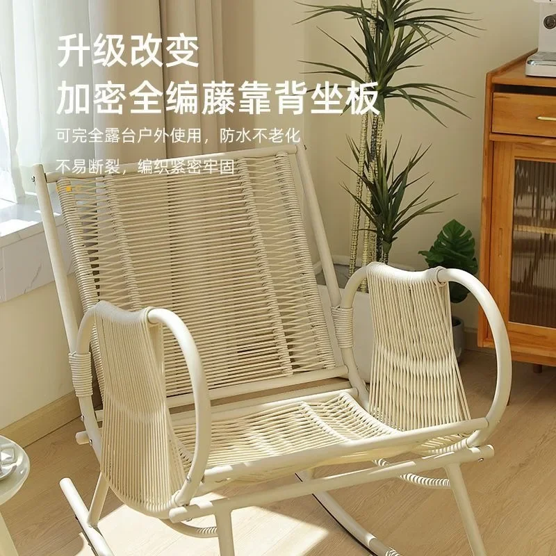 

Balcony Leisure Rattan Outdoor Rocking Chair Cute Leisure Cream Style Creative Super Soft Lazy Sofa Recliner Garden Furniture