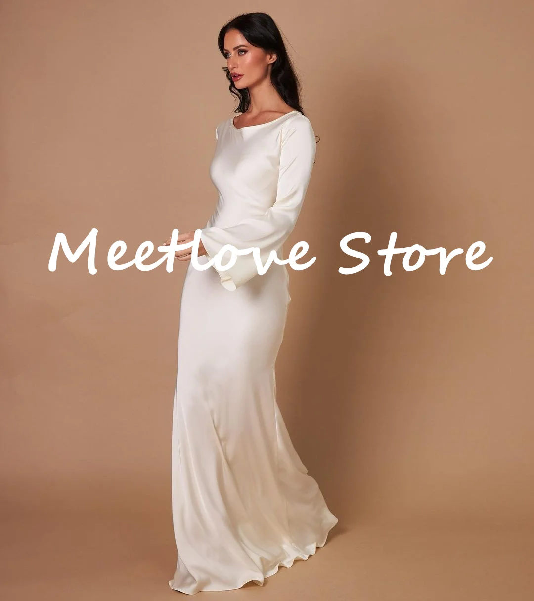 Meetlove Maßgeschneidert wie Satin, Meerjungfrau, bodenlang, Reißverschluss, elegante Partykleider für Damen, 2024, Kleid für Damen, eleganter Luxus