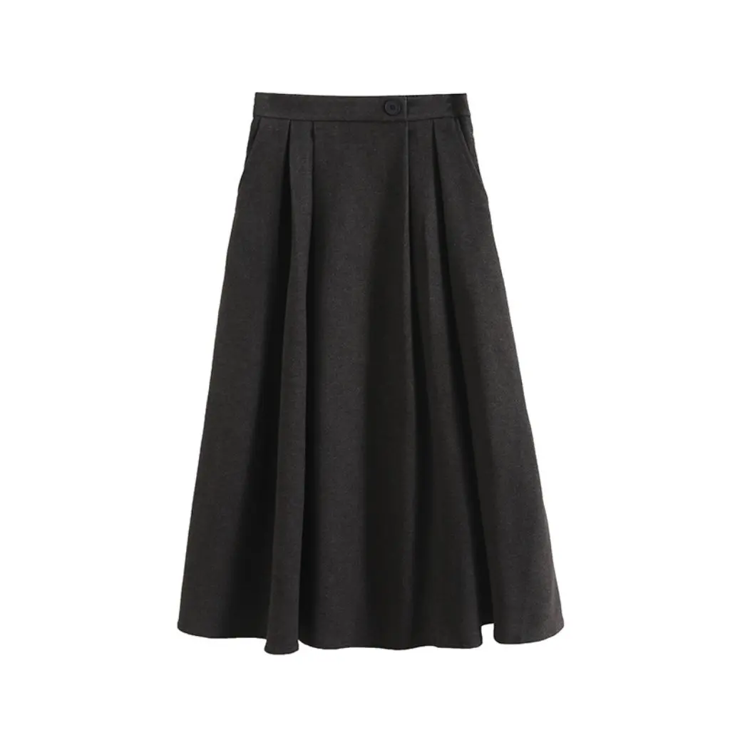 

00SY-925 Large Swing Skirt for Women European And American Style Double Pocket Umbrella Skirt Winter New Leisure Commuter Design
