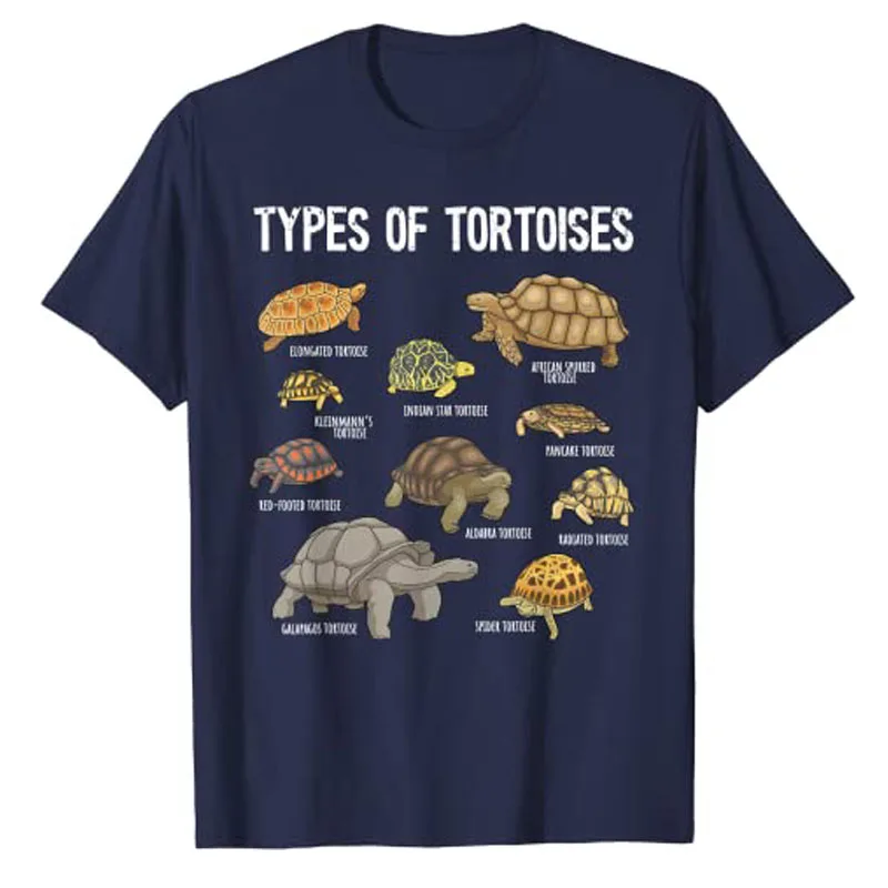 Different Types of Tortoises T-Shirts, Tortoise Lover Shirt, Reptile-Lover Graphic Tee Top Cute Short Sleeve Turtle Print Outfit