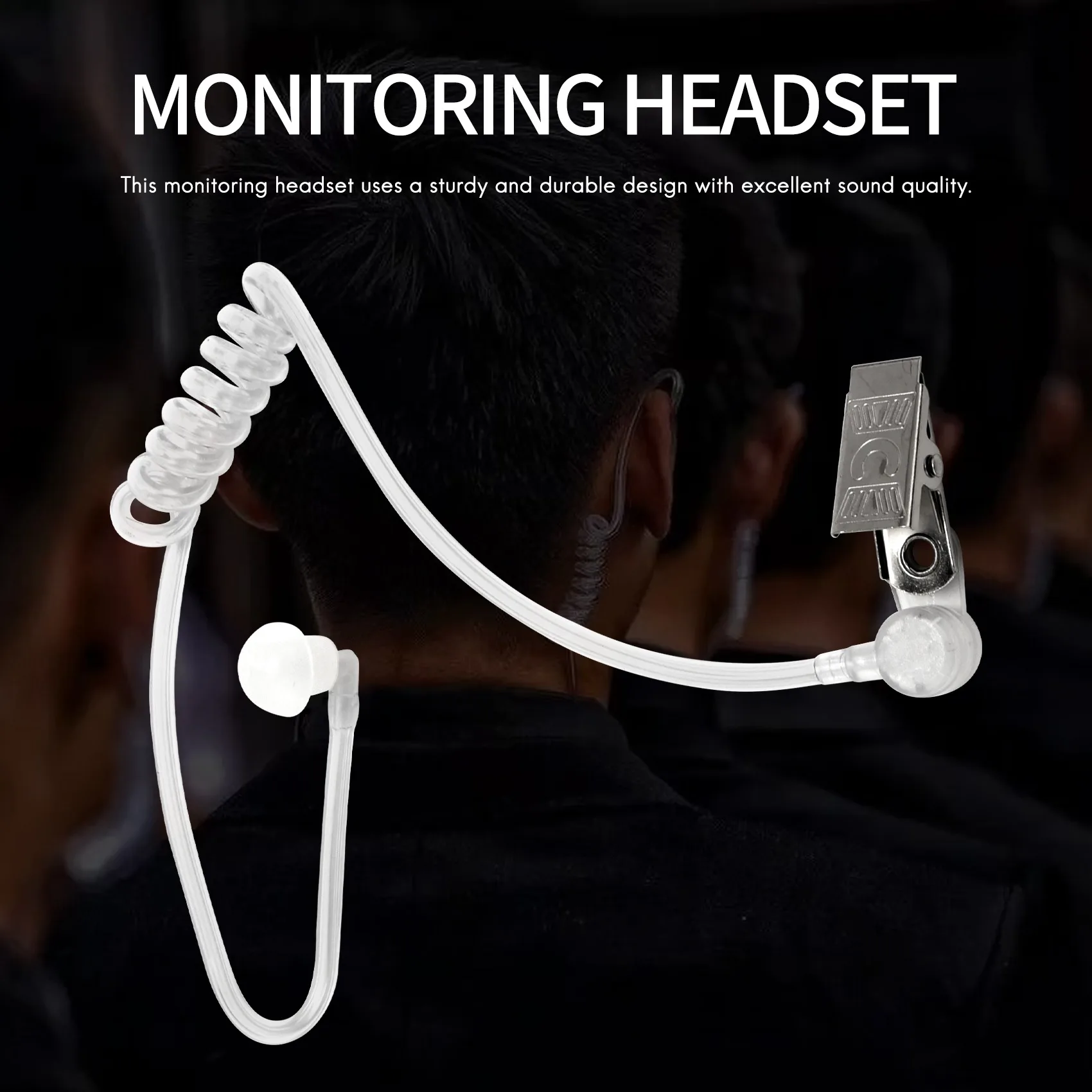 SLQZT 617-1N Ricevitore da 3,5 mm/SOLO Auricolare di sorveglianza con kit audio per auricolari con tubo a spirale acustico trasparente