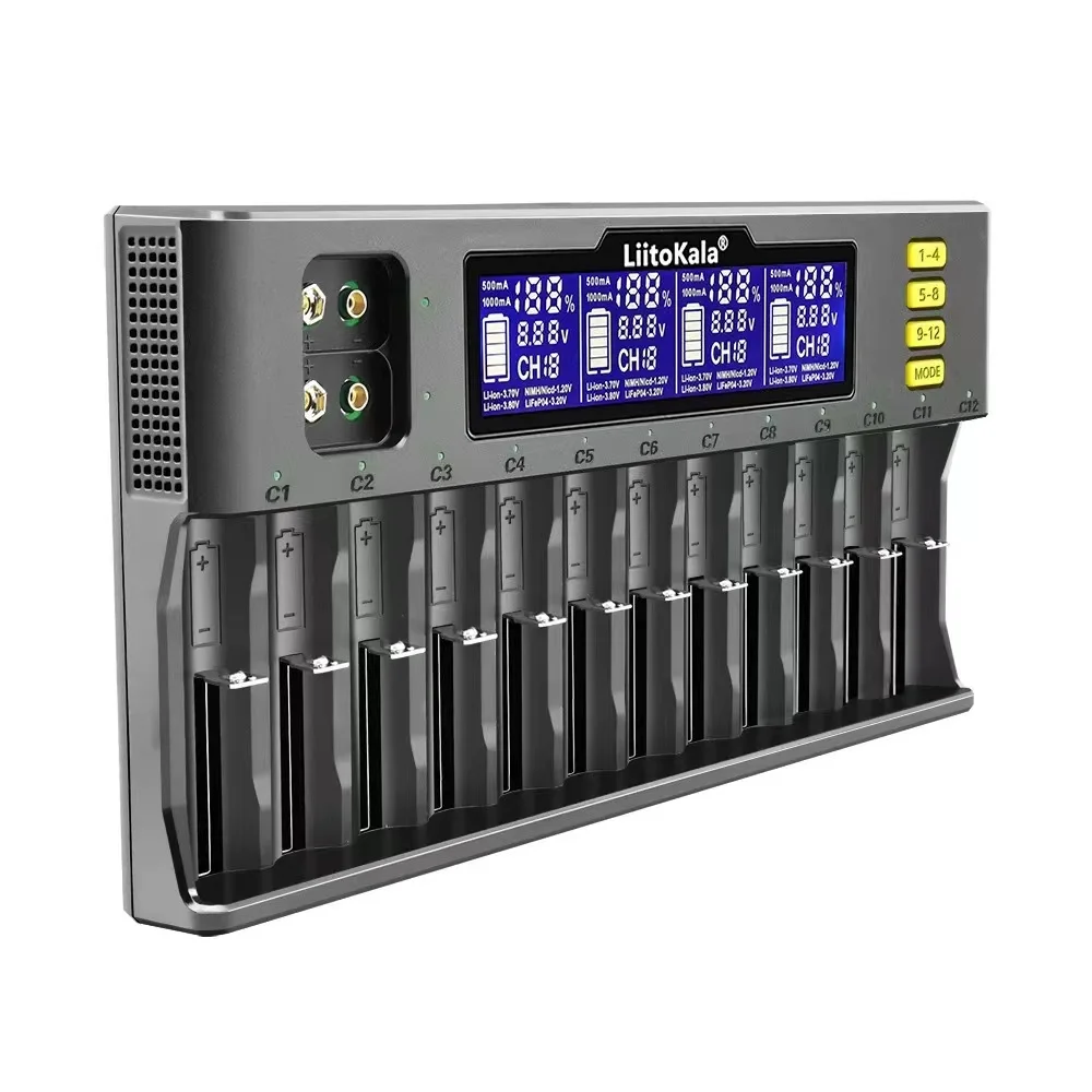 VeitoKala Lii-S12 12-Slot S8-Slot 18650 Chargeur de batterie Pour 20700 26650 21700 14500 10440 16340 V 1.2V 3.7V discuter batterie