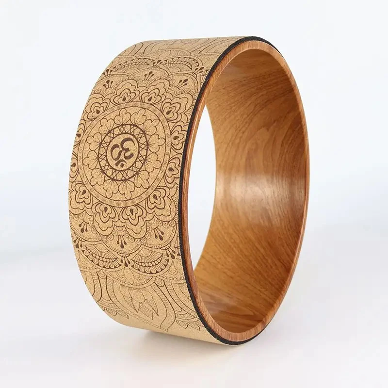 Genuine Wood Grain Large 32x12.5cm Pilates Yoga Ring, Non-slip Widened Yoga Wheel