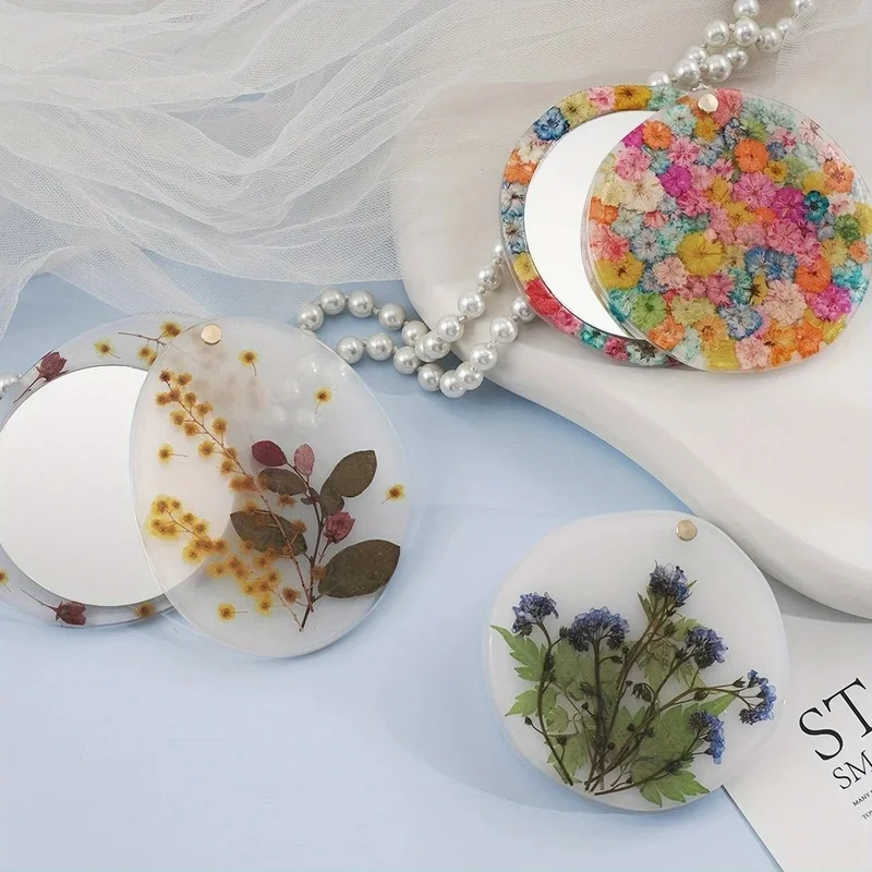 DIY Silicone Epoxy Resin Mold for Makeup Mirror Oval Rotating Jewelry Pendant - Creative Decoration And Gift Making Tool