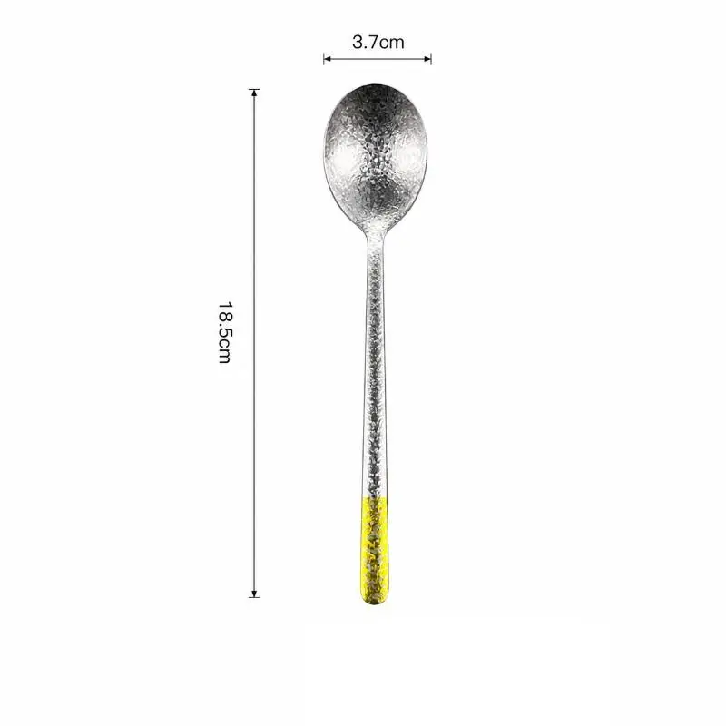 Rust Proof Pure Titanium Korean Style Spoons Crystal Texture Colorful Handles Reusable for Picnic BBQ Family Meals