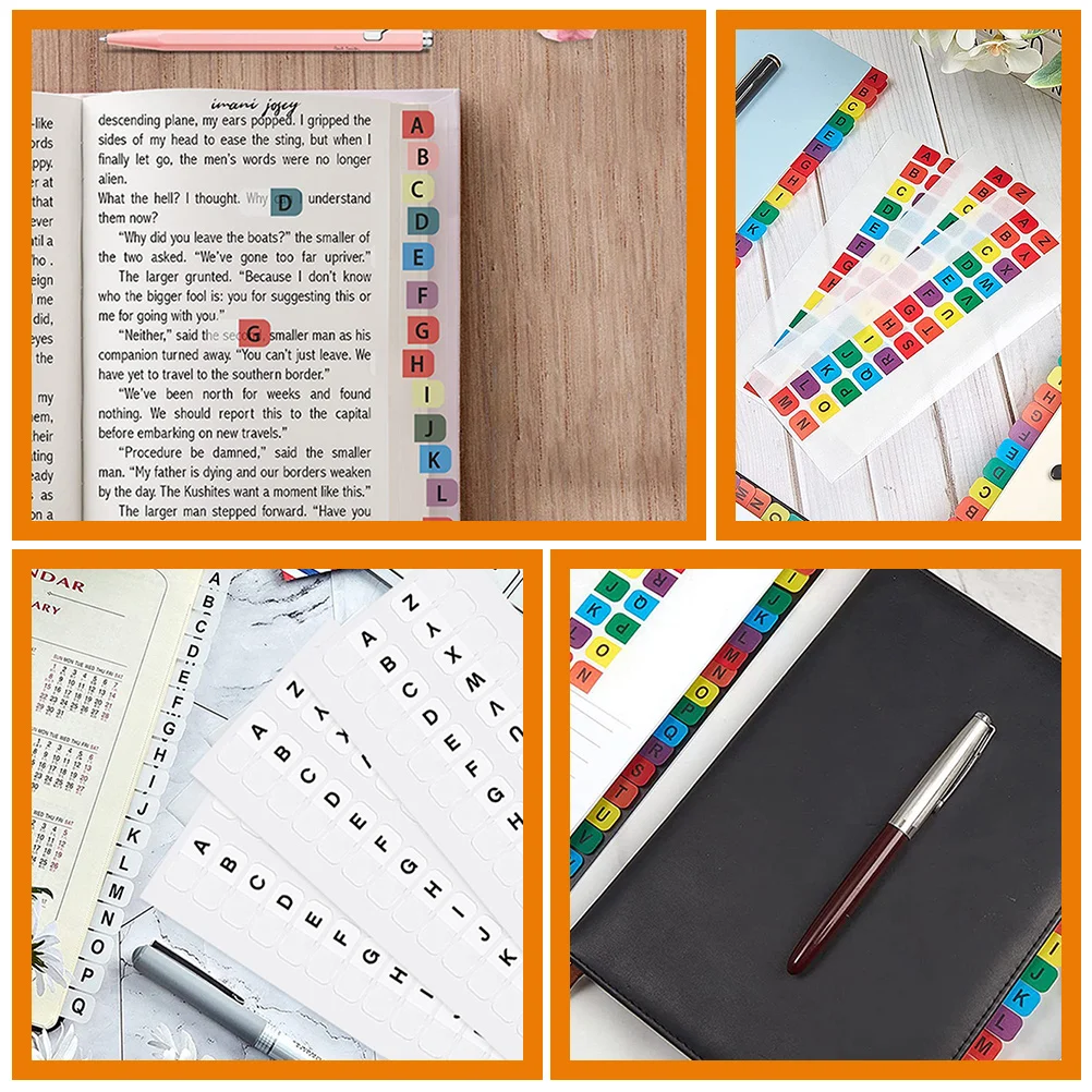 

1pcs Index Label Stickers Plastic Alphabet Tabs Page Markers Book Tags Sticky Tabs Colored Bookmarks Annotation Supplies Office