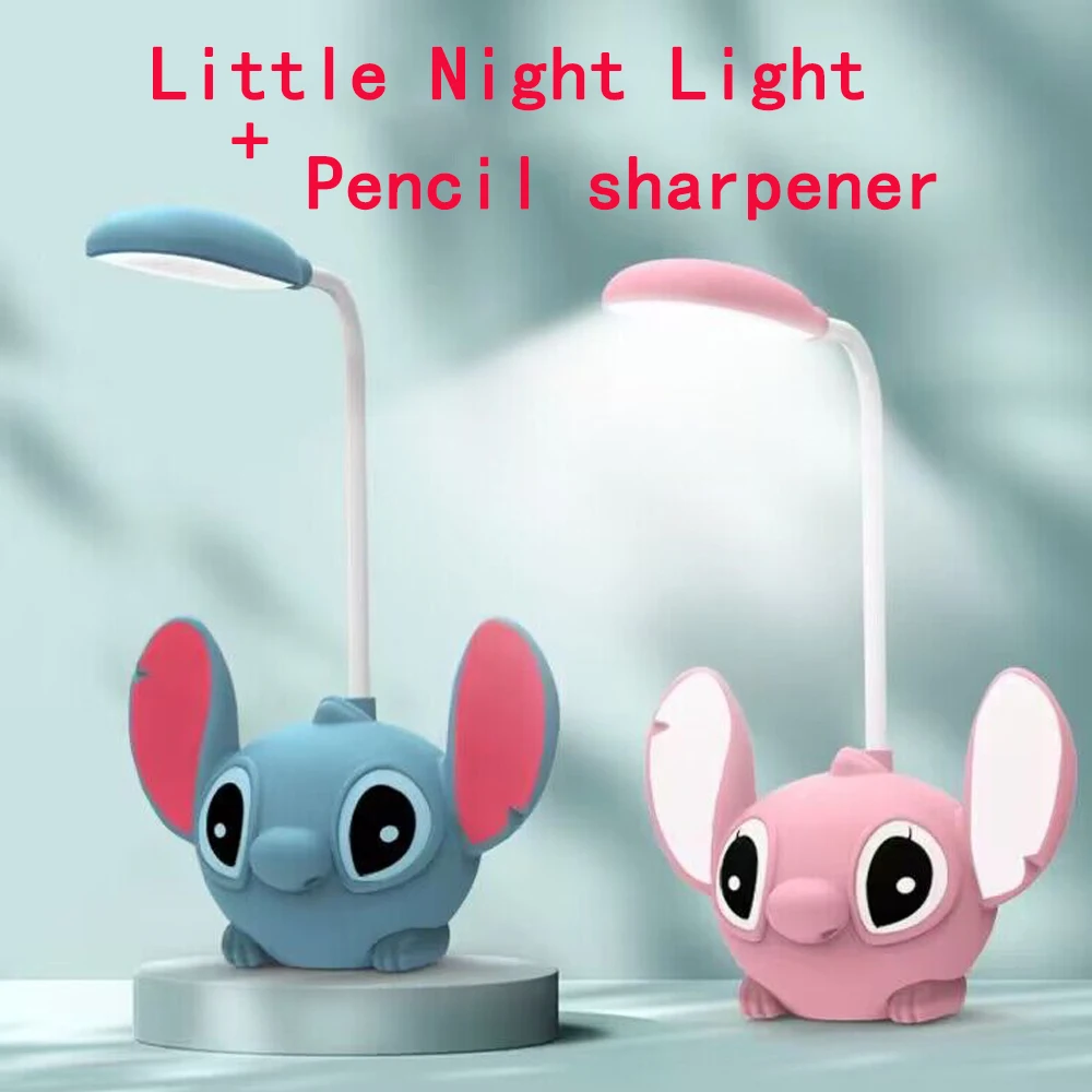 Led Lilo & Stitch Desk Lamp With Pencil Sharpener Foldable Light Cute Desk Night Light Usb Recharge Light Gift