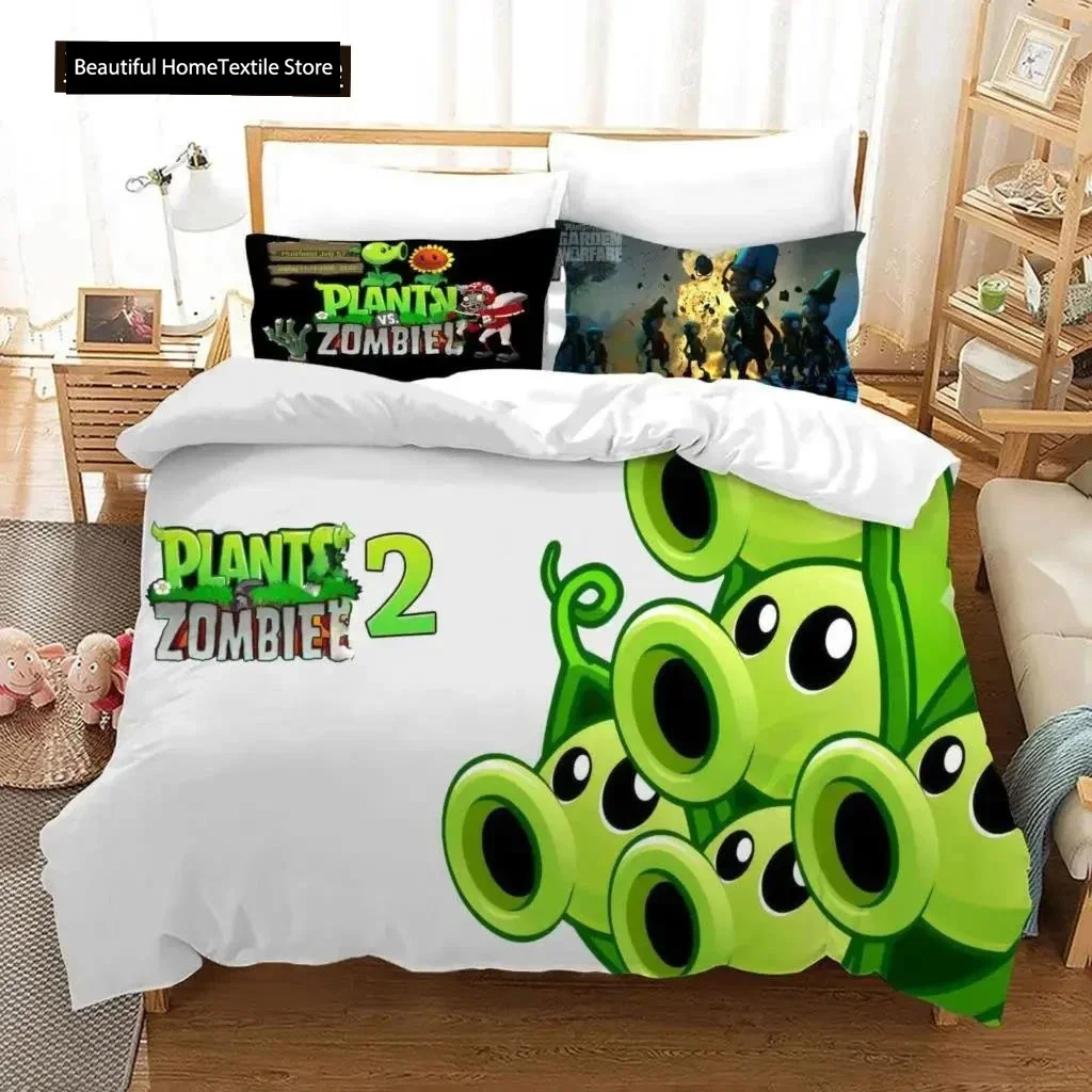 Afbeelding 4: Plants Vs Beddengoed Sets Zombie Comfortabel Dekbedovertrek Kussensloop Beddengoed Set Kinderen Slaapkamer Decoratie Thuis Textiel