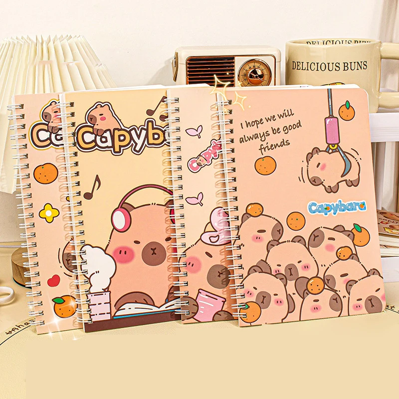 Fashion Thickened Waterproof Notebook Cartoon Capybara Line Circle Cute Diary Book Exam Preparation Resource Organizer Notepad