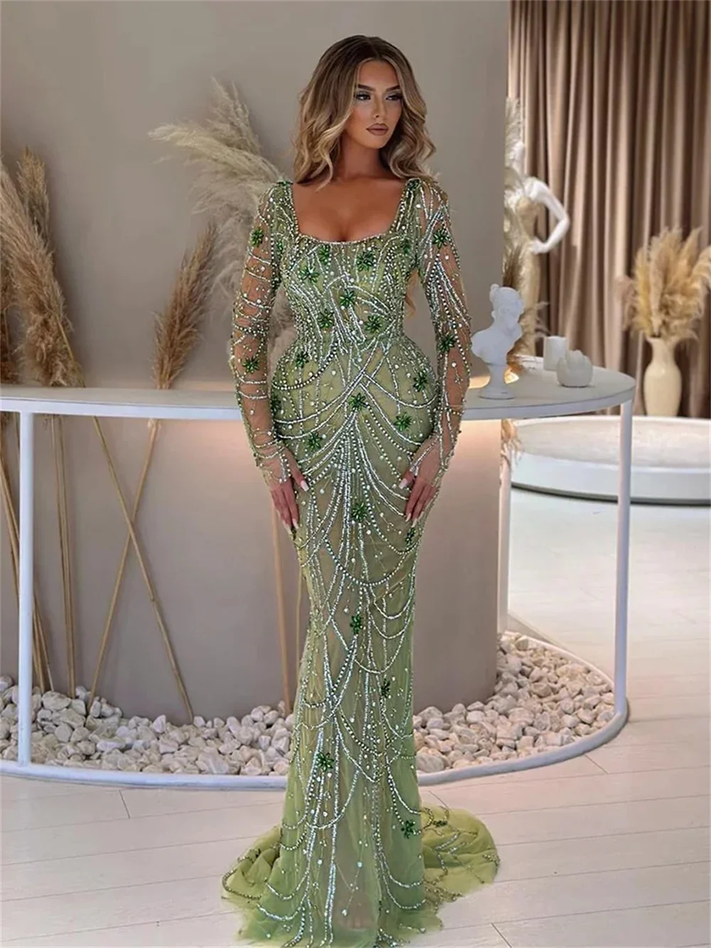 

Charming Off Shoulder Beaded Evening Gown 2024 Classic Mermaid Party Dress Romantic A Line Floor Length Gowns Vestidos De Novia