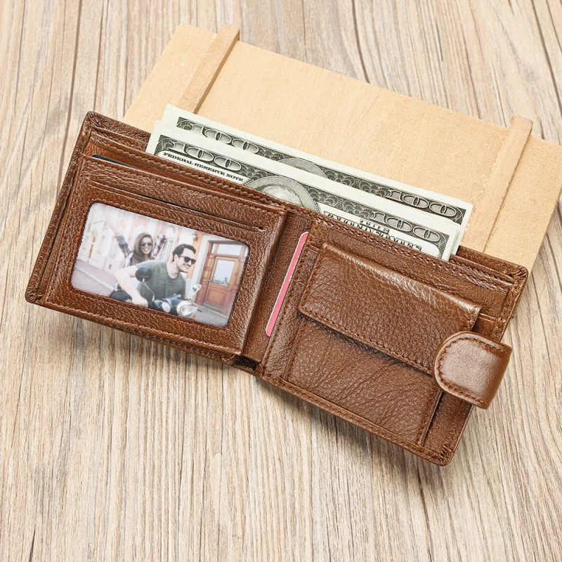 New cross-border men's wallet with multiple card slots, casual coin purse, vintage genuine leather wallet, large-capacity clutch