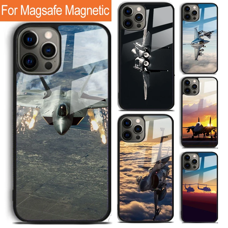 Aircraft Jet Airplane Phone Case For iPhone 16 15 14 13 12 11 Pro Max Plus Magsafe Magnetic Wireless Charging Cover