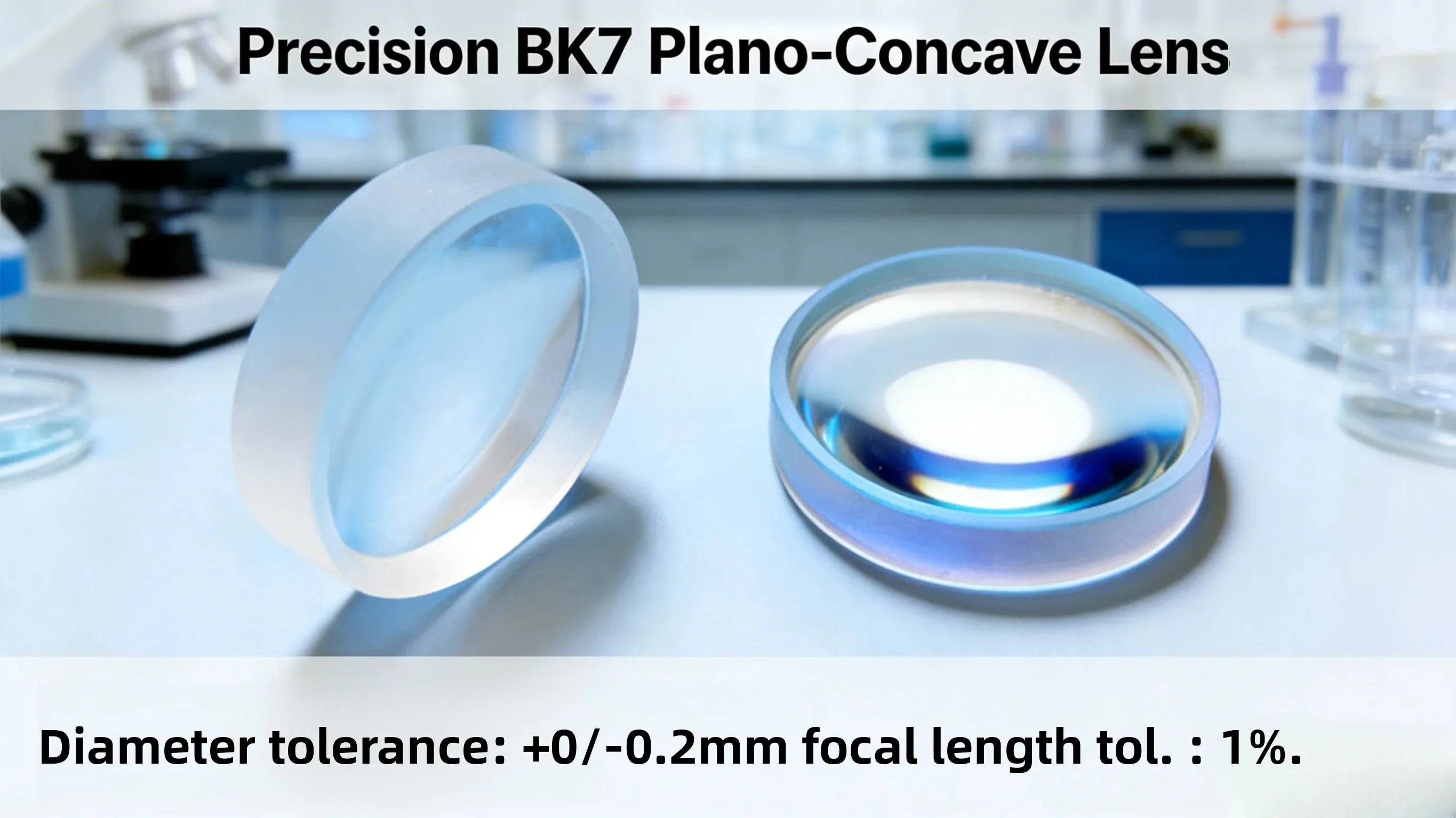 12.7mm BK7 Plano-Concave Lens, Multiple Focal Lengths (-15mm to -500mm) for Optics, Laser, Lab, Beam Expansion