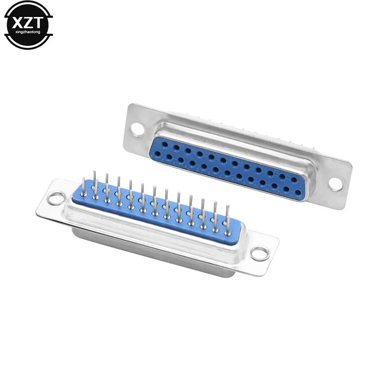 2Pcs DB25 Serial Connector 25Hole/Pin Female/Male Blue Welded Connector 2 Row 25Pin D-SUB DB25 Pin Solder Type Welding Connector