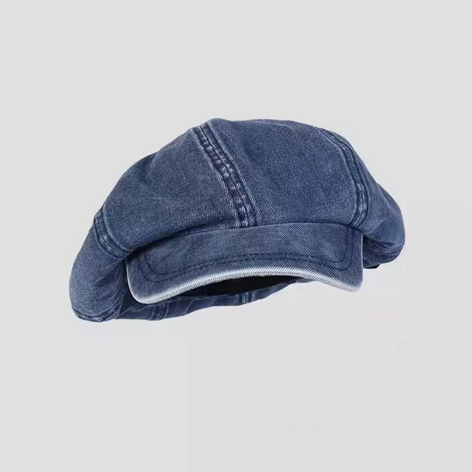 Cappelli autunnali per donna Cappelli ottagonali in tessuto denim lavato Cappelli da pittore retrò artistici alla moda e versatili Cappellino da strillone