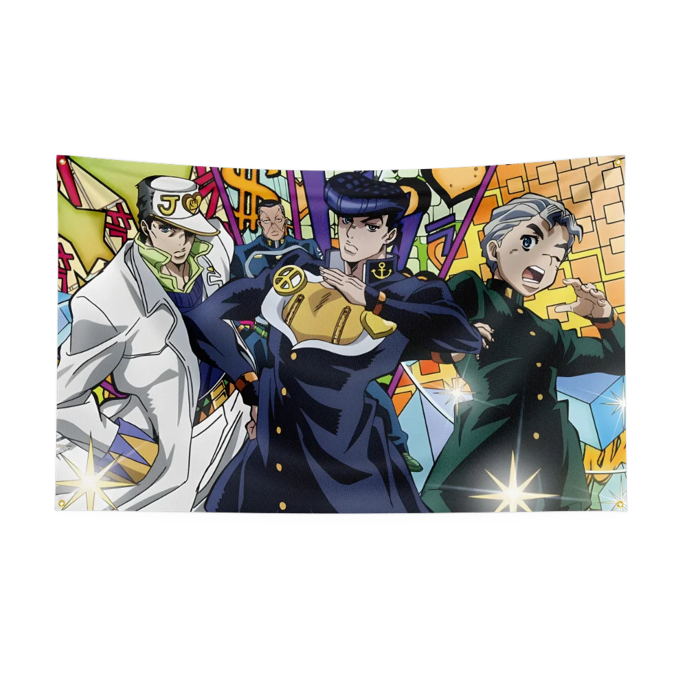 3x5 Ft J-JoJo Bizarre-Adventures Flag Polyester Digital Printing Banner for Garage Wall Art Out Door Decoration