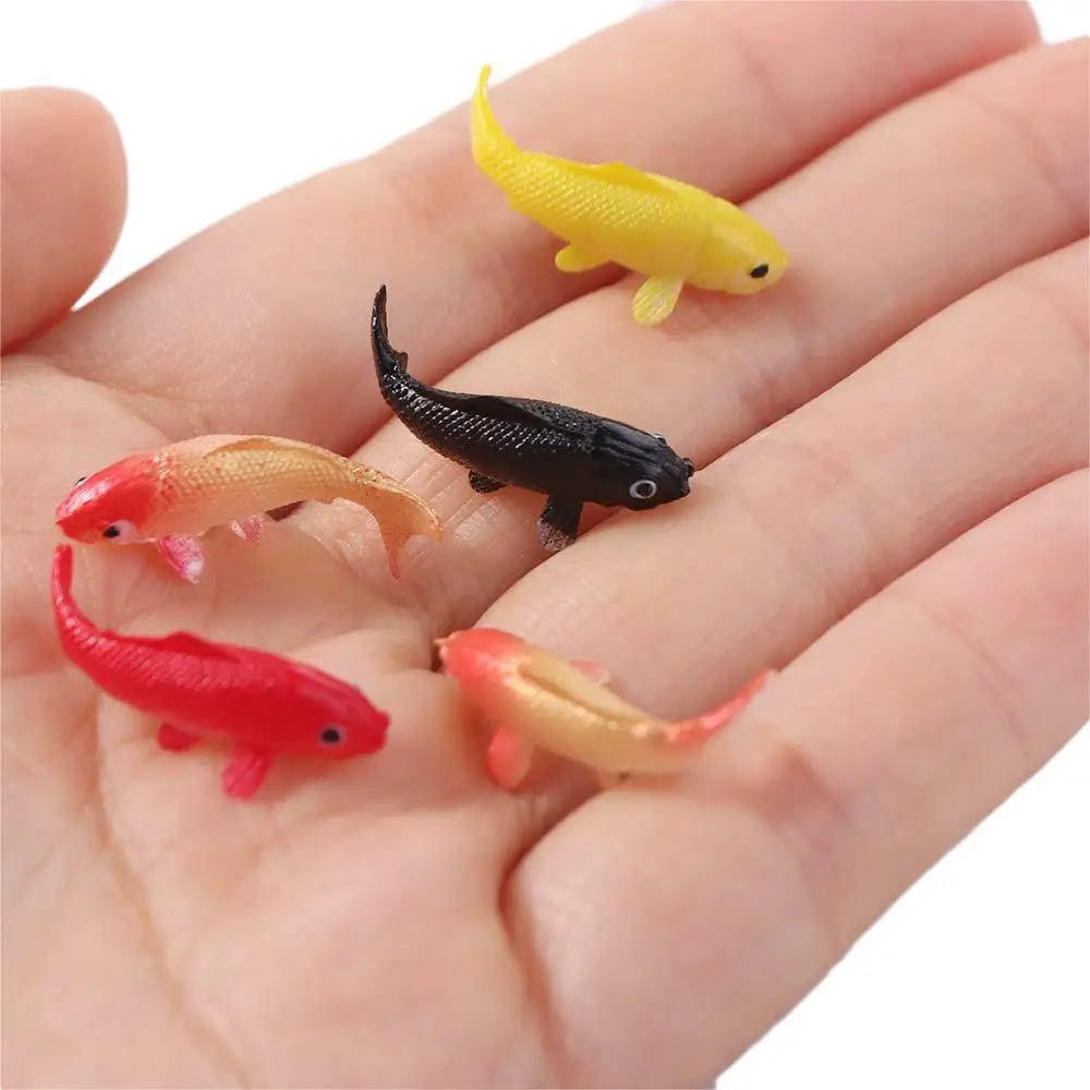 5Pcs PVC Mini Goldfishes Models Soft Modeling Fish Tank Mini Scene Ornament Crystal Decorative 3D Mini Fish Modeling Filler