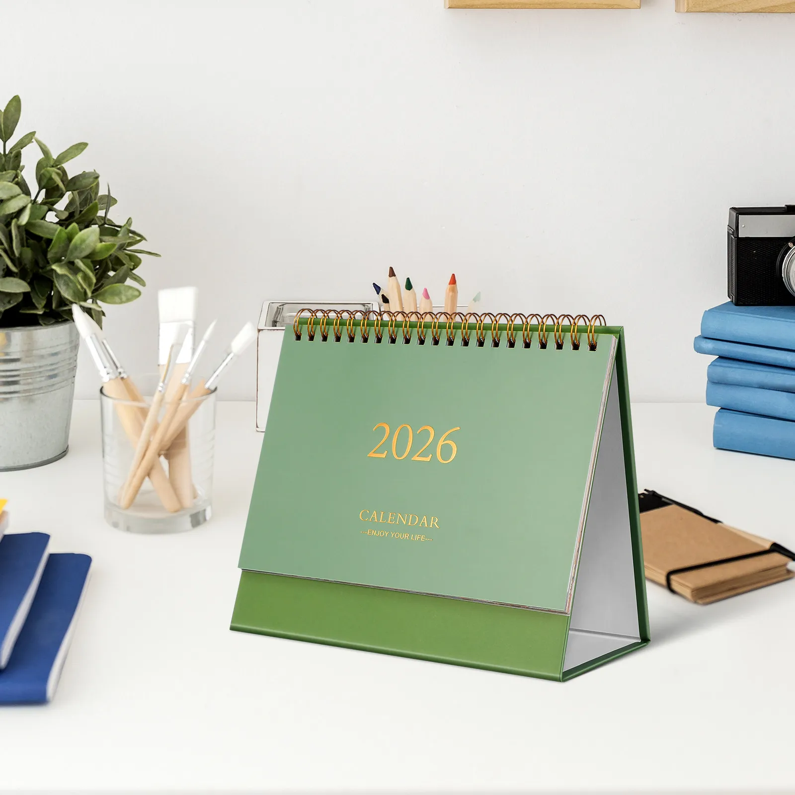 2026 Minimalist Desktop Calendar Small Standing Flip Calendar Premium Paper Smooth Page Turn Compact Desk Accessory for Office