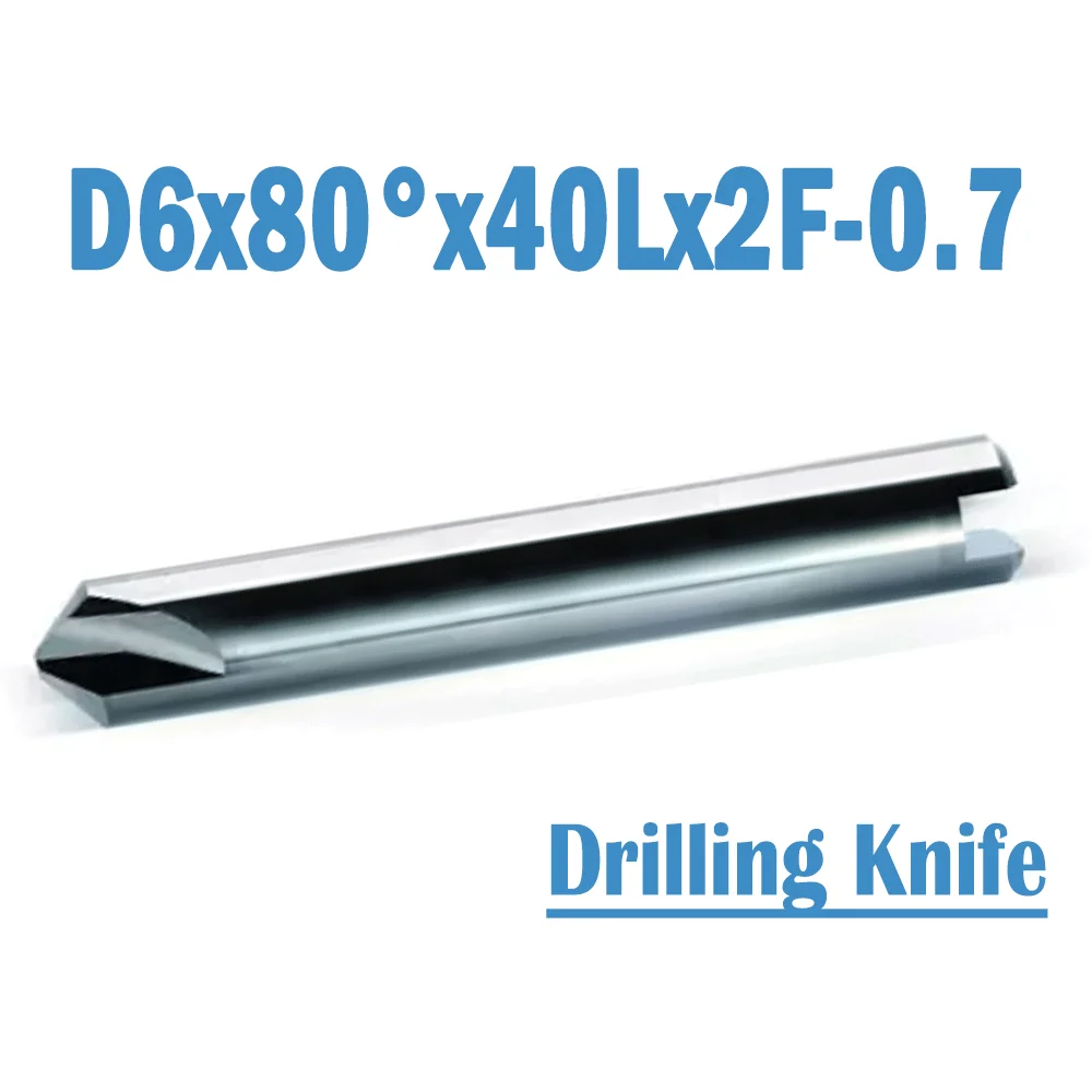 D6x80°x40Lx2F-0.7 RAISE 80 Series Carbide Double-edged Key Cutter Drilling Knife