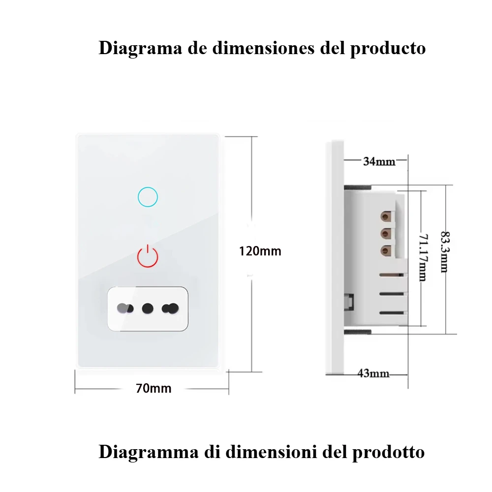 Shawader Italy Light Switch Wall Socket Tuya Wifi Smart  Chile Outlet Glass Panel Plug Intelligent Remote by Alexa Google Home