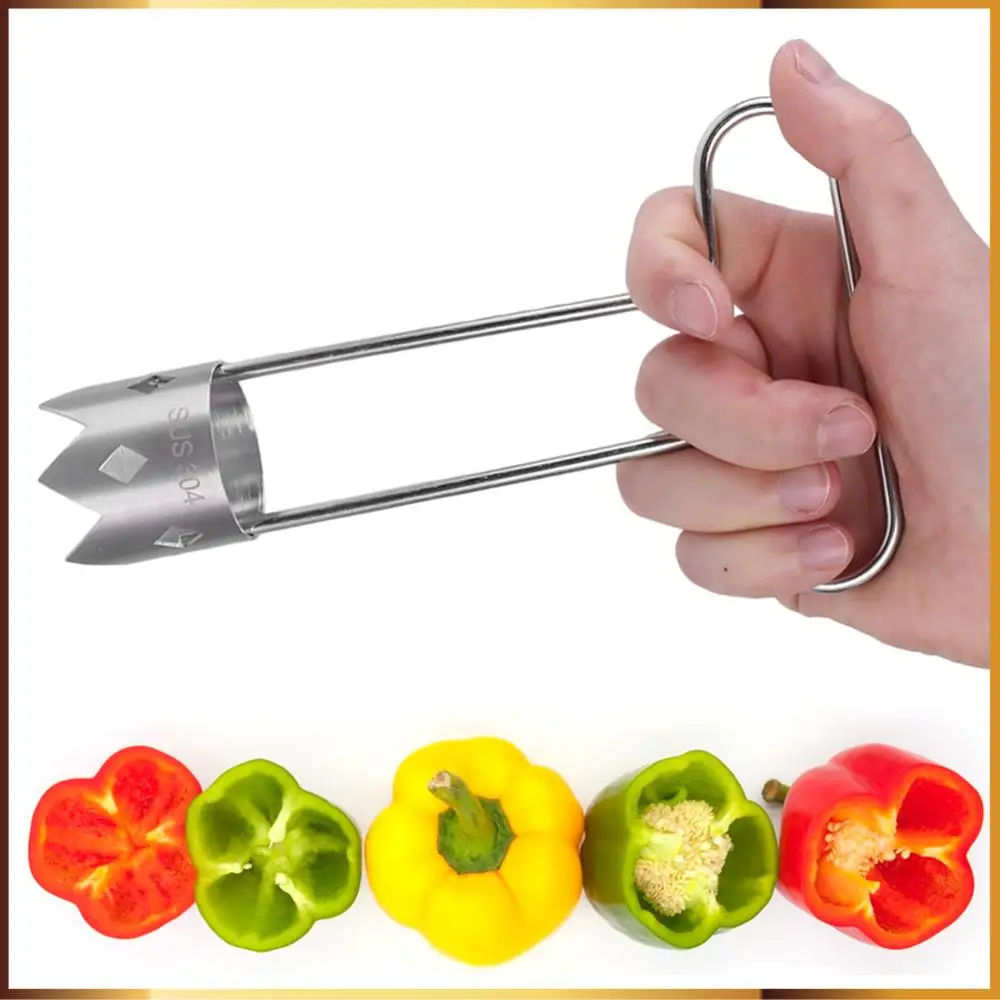 Red Bell Pepper Seed Corer Stainless Steel Pepper Corer Seed Remover Tool Fruit and Vegetable Corer Tool Pepper Deseeder