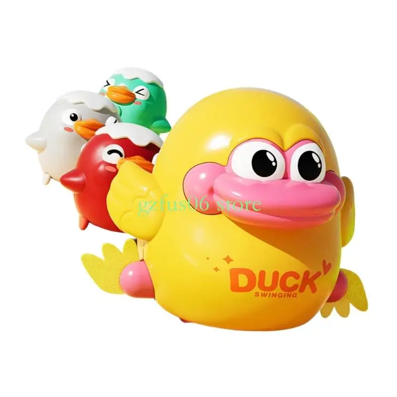 D5QF Pack of 4 Crawling Animal Toy For Kids With Connection Cartoon Duck