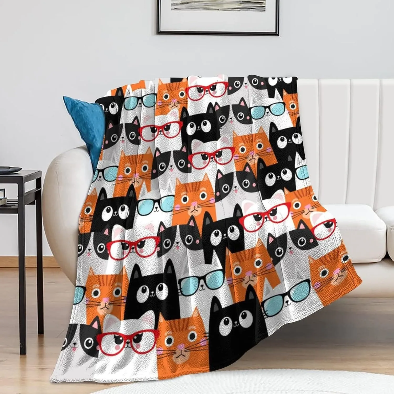 Cute cats Print Blanket Flannel Blanke Bed Sofa Travel Camping Super Soft Cozy Plush Blanket Dog Print Throw for All Seasons