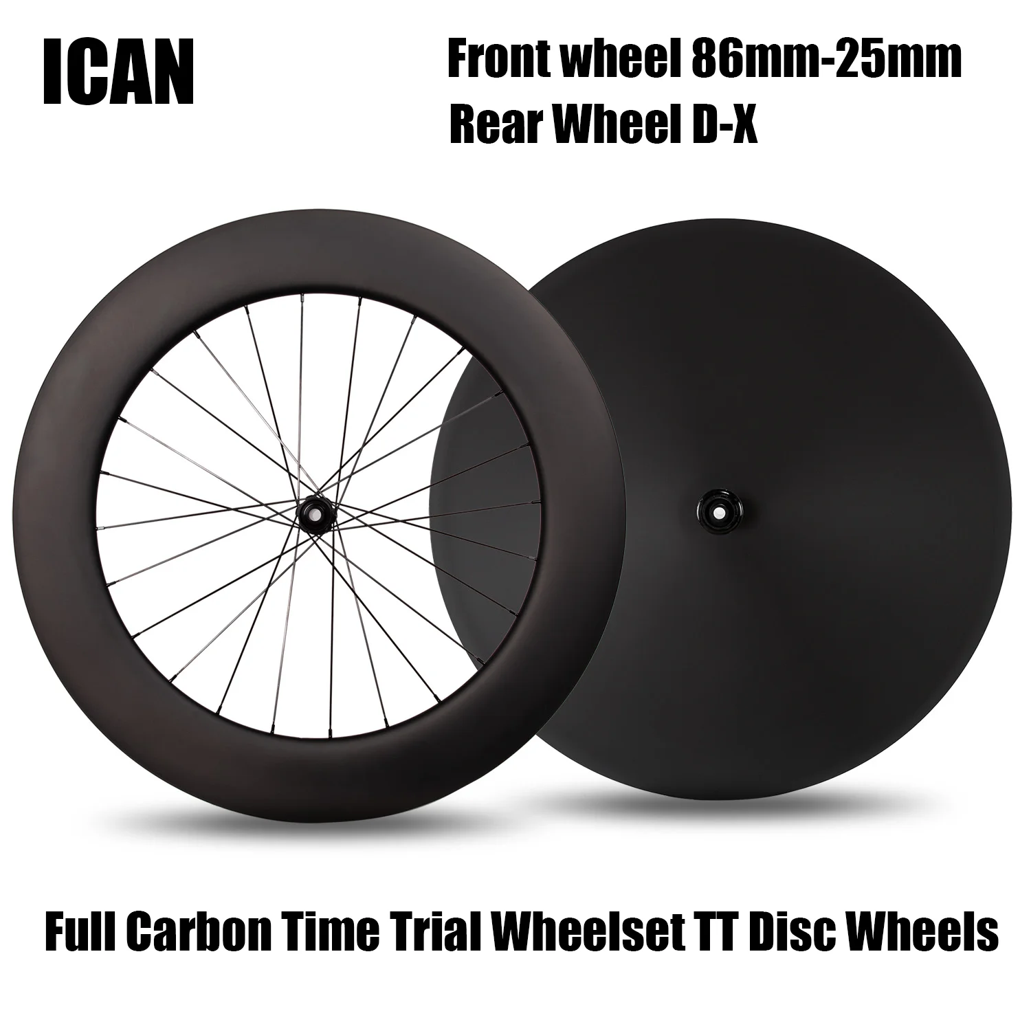 

ICAN Высокое качество Full Carbon T700 Time Trial 700C Колесная пара TT Дисковые колеса Ступица D24 Глубина 86 мм Внутренний 18,35 мм Наружный 25 мм Макс. 150 кг