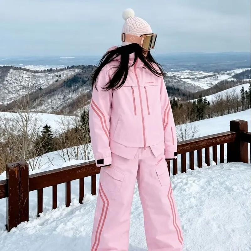New Snow Suit Set  Winter Windproof Waterproof Warm Costume for Single Double Board Ski Activities