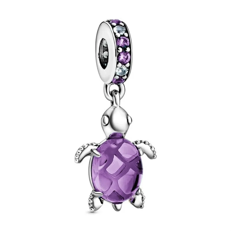 Purple Series 925 Sterling Silver Owl,Unicorn,Cat, ciondola la vendita calda Charm Bead Fit braccialetto Pandora originale regalo di gioielleria raffinata fai da te